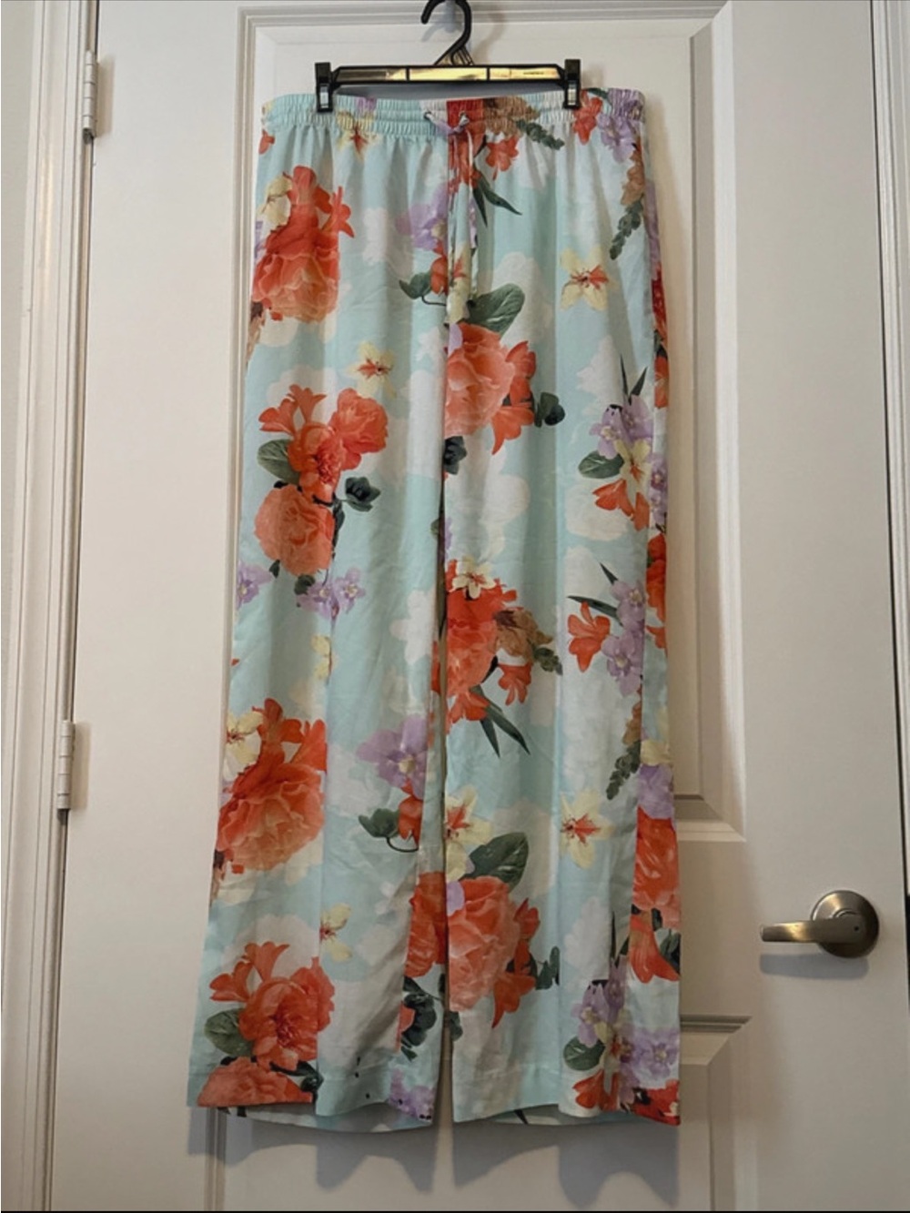 Calvin Klein Light Blue Wide Leg Floral Pants